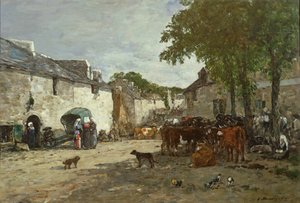Dierenmarkt in Daoulas, 1869